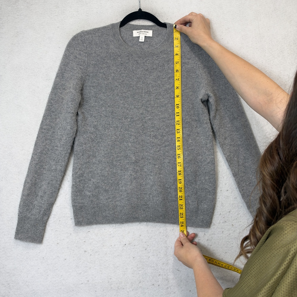 Nordstrom Sweater Womens Small Gray 100% Cashmere Crew Neck Knit Pullover - Picture 5 of 8